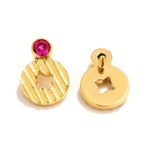 Gold Tone Coin Drop Studs earring ends product photo.
