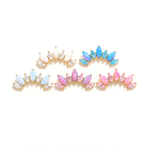 Gold Tone Opal Look Marquise Crown Studs Earring Ends style and color overview.