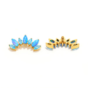 Gold Tone Opal Look Marquise Crown Studs earring ends product photo.