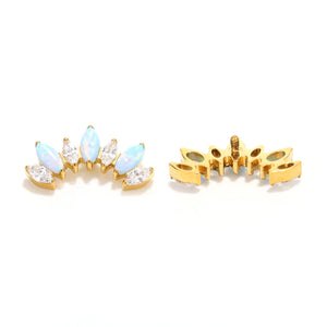 Gold Tone Opal Look Marquise Crown Studs earring ends product photo.