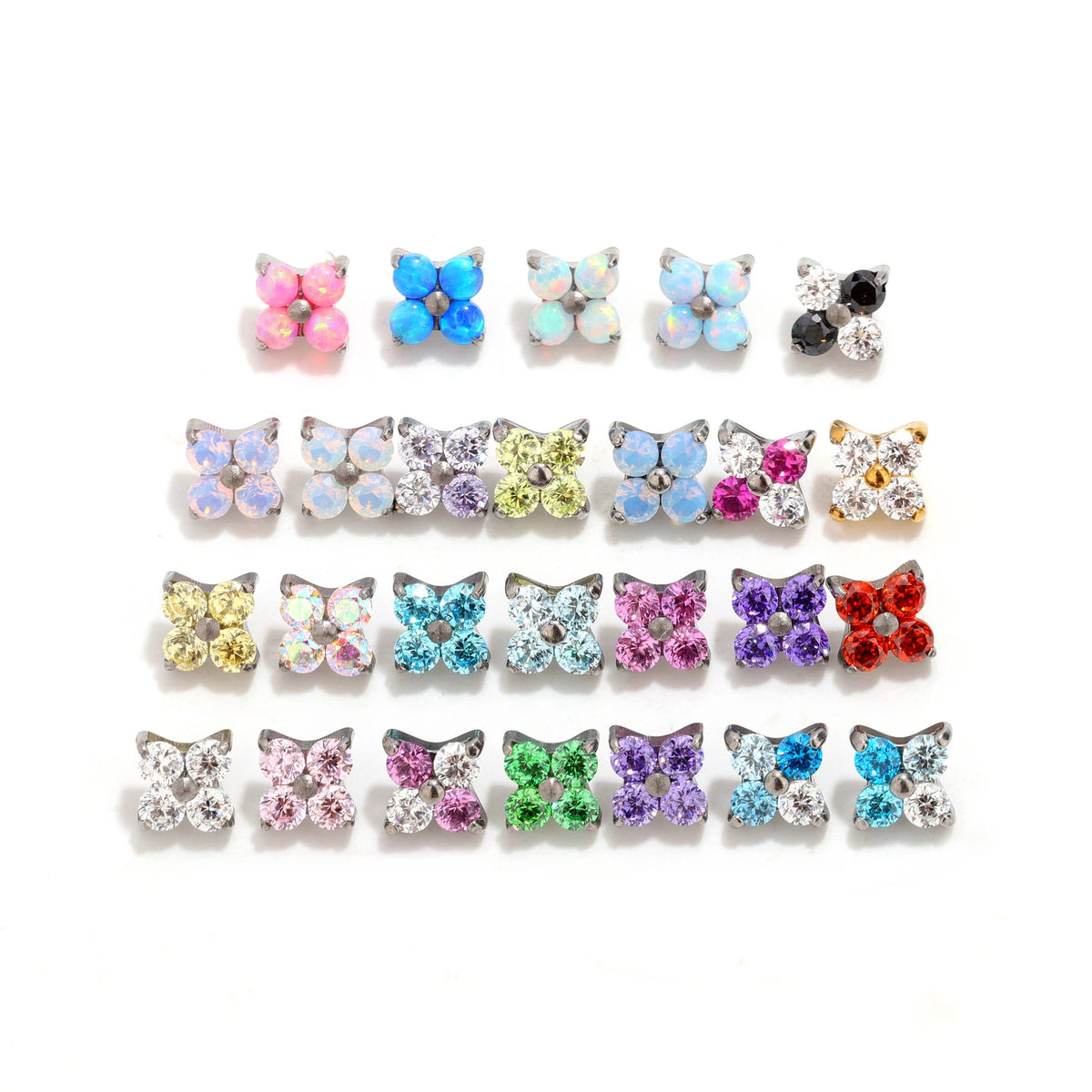 Four Leaf Clover Studs Earring Ends style and color overview.