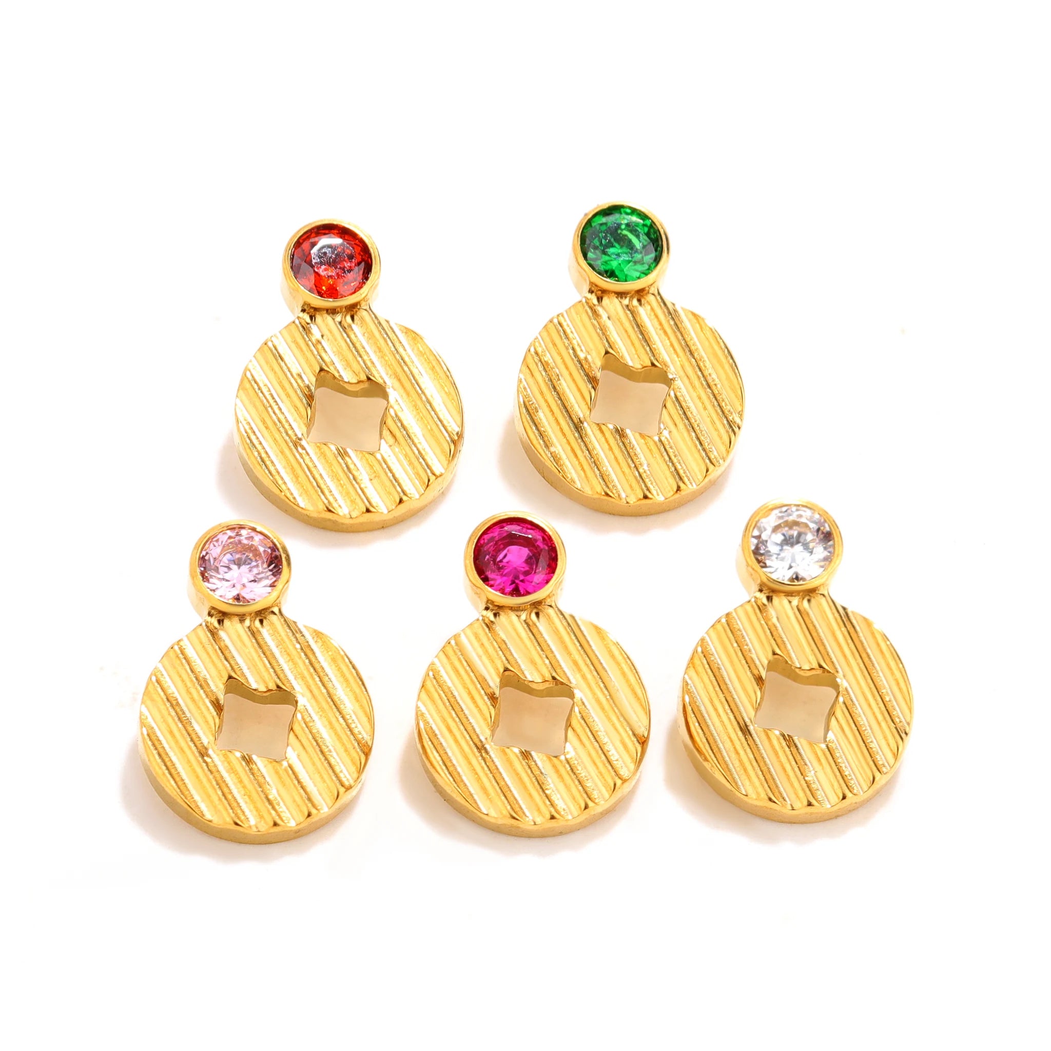 Gold Tone Coin Drop Studs Earring Ends style and color overview.