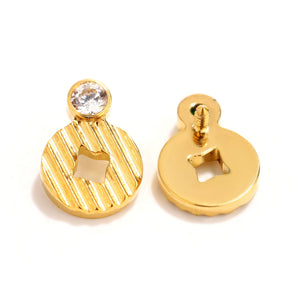 Gold Tone Coin Drop Studs earring ends product photo.