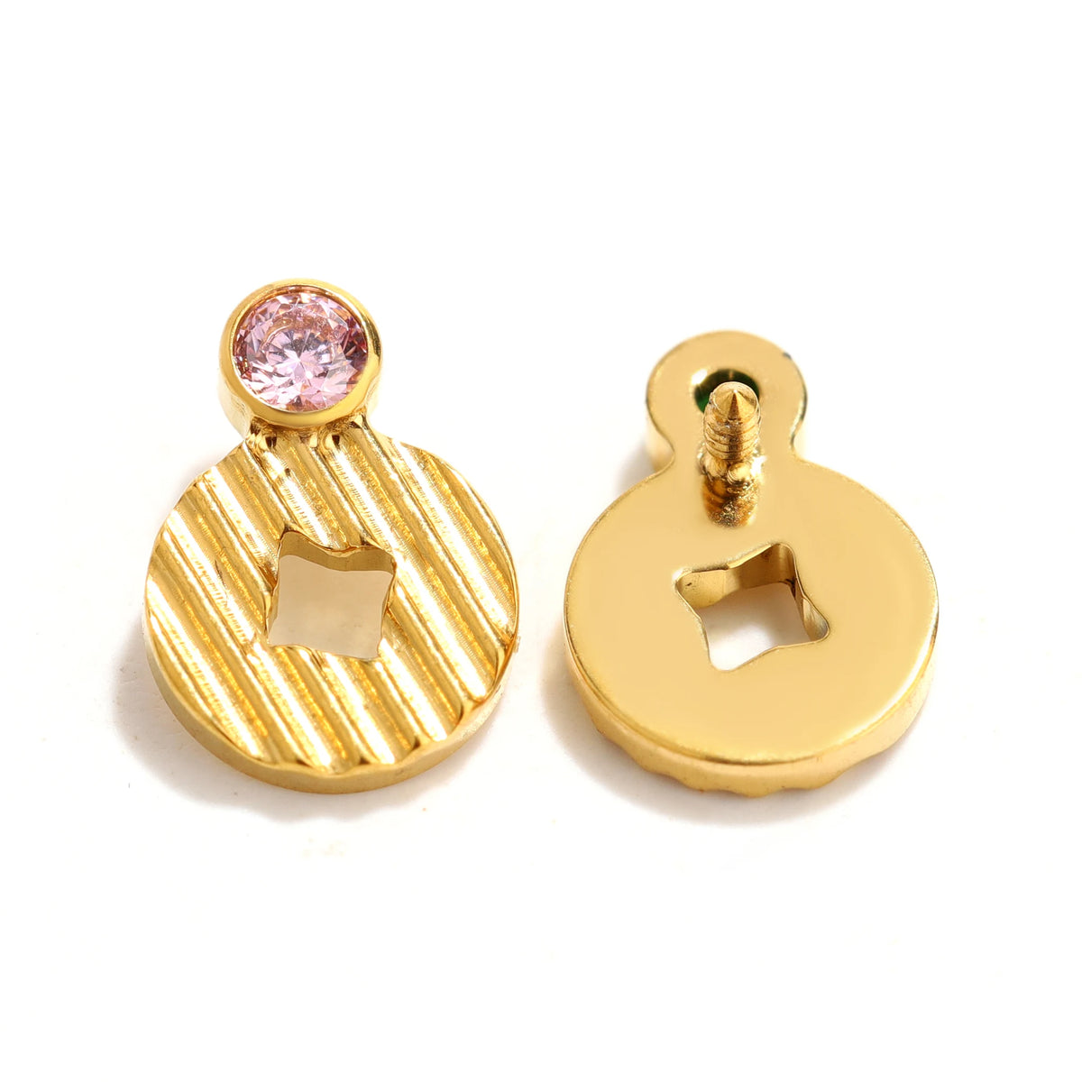 Gold Tone Coin Drop Studs earring ends product photo.