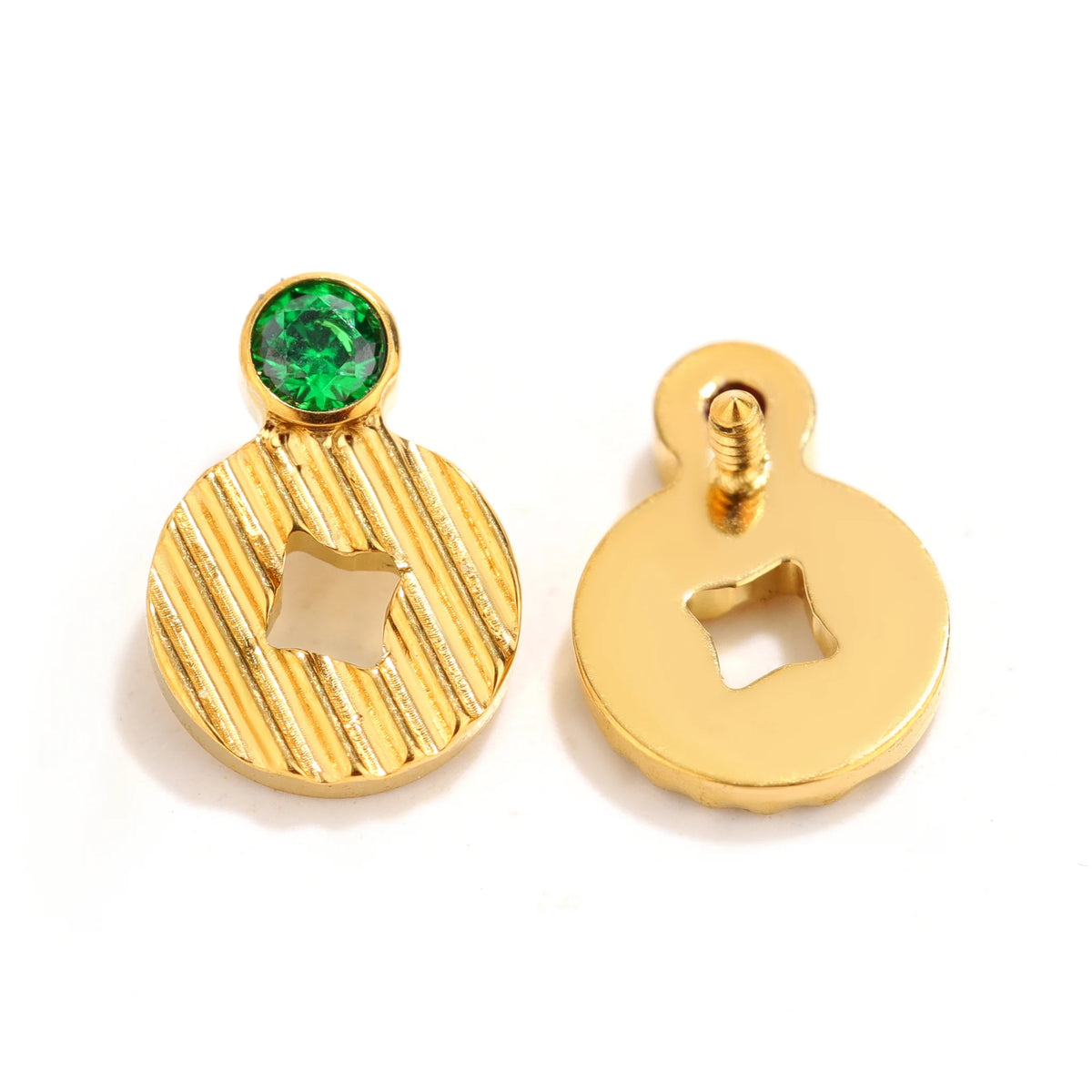 Gold Tone Coin Drop Studs earring ends product photo.
