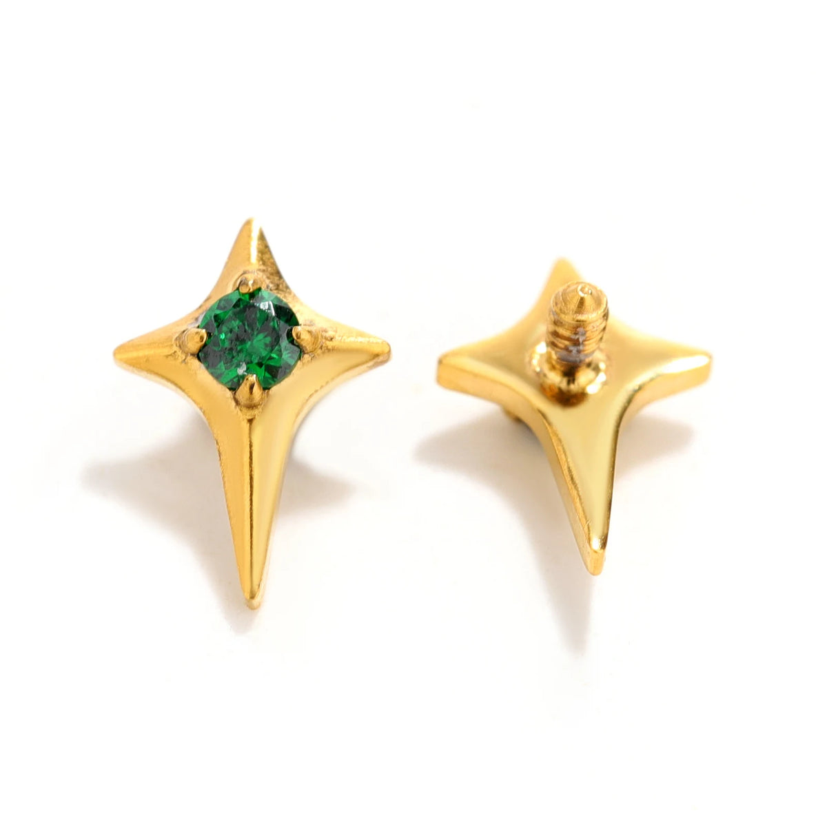 Gold Tone Heart Polar Star Studs earring ends product photo.