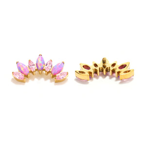 Gold Tone Opal Look Marquise Crown Studs earring ends product photo.