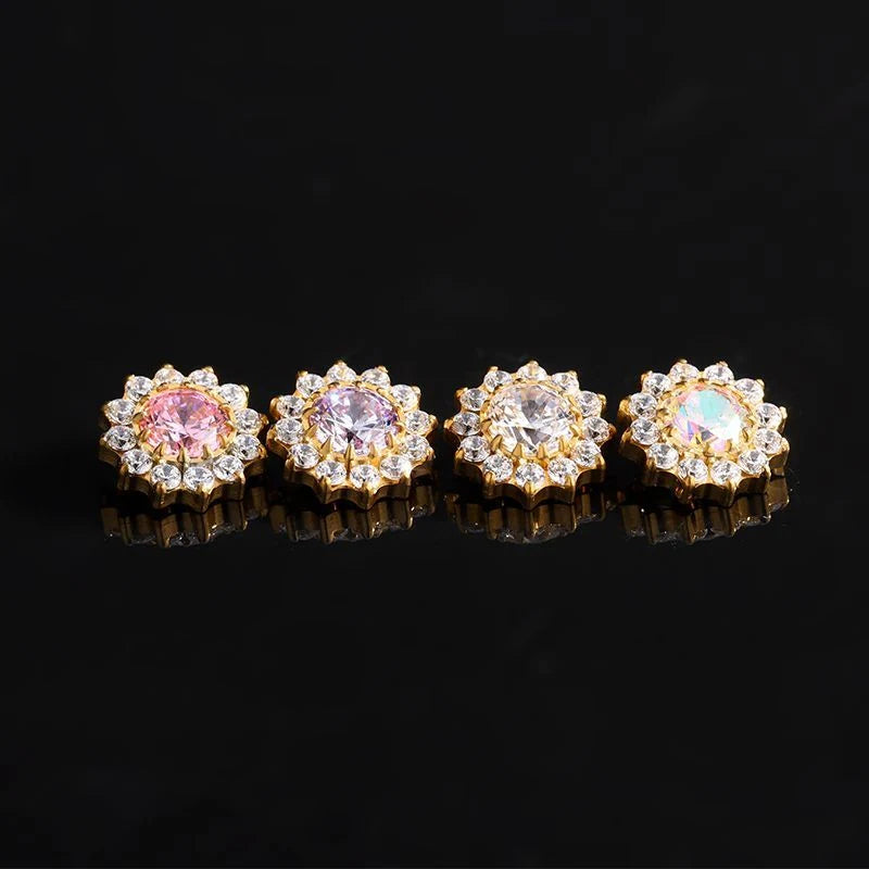 Gold Tone Sunflower Halo Studs Earring Ends style and color overview.