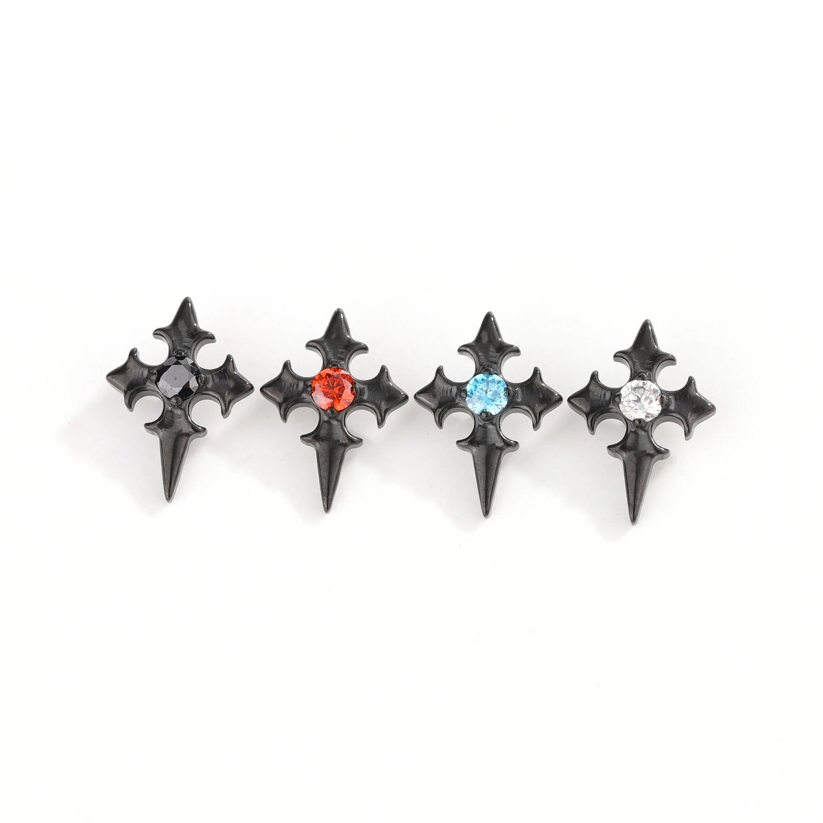 Gothic Gem Cross Studs Earring Ends style and color overview.