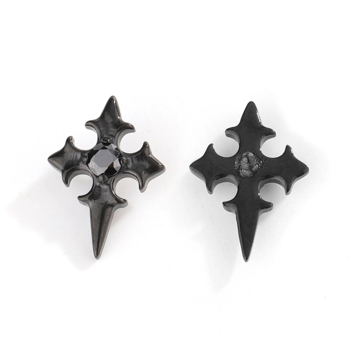Gothic Gem Cross Studs earring ends product photo.