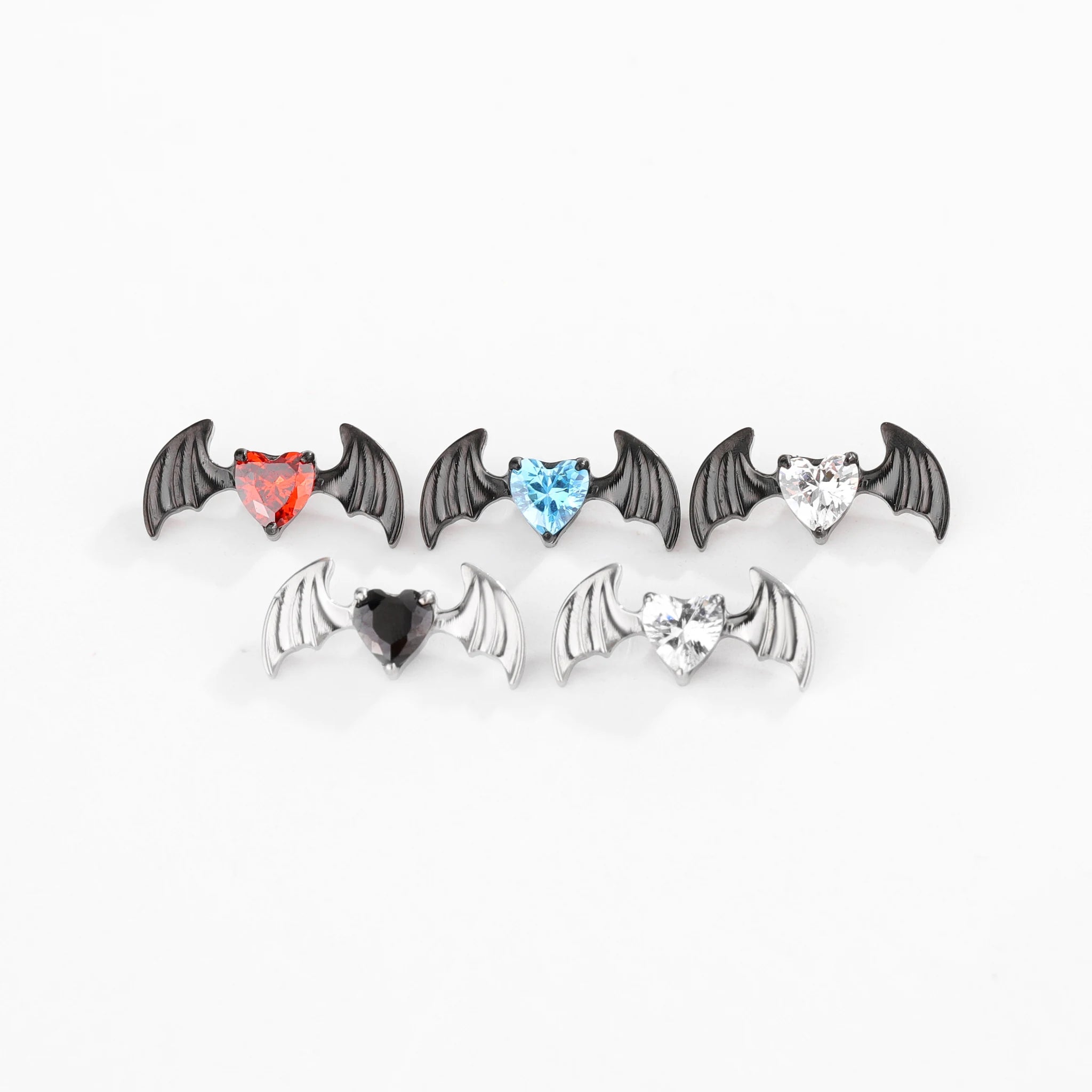 Heart Bat Studs Earring Ends style and color overview.