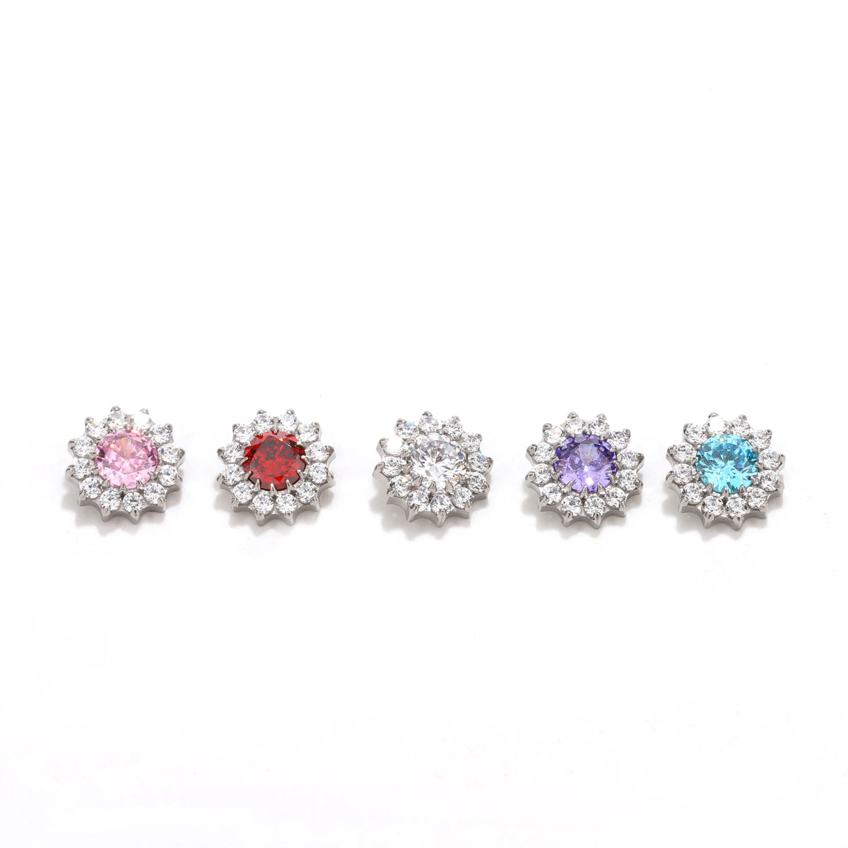 Sunflower Halo Studs Earring Ends style and color overview.
